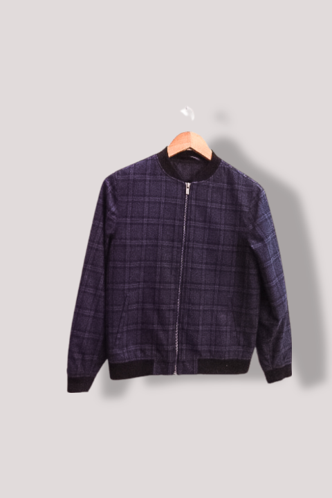 Vintage Boys Next Navy Blue full zip Check Suit Jacket