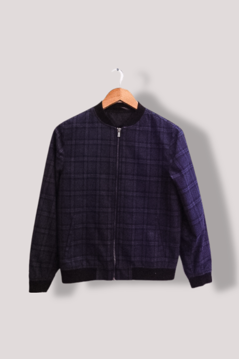 Vintage Boys Next Navy Blue full zip Check Suit Jacket