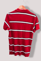 Vintage Lacoste Mens maroon red stripped medium polo shirt