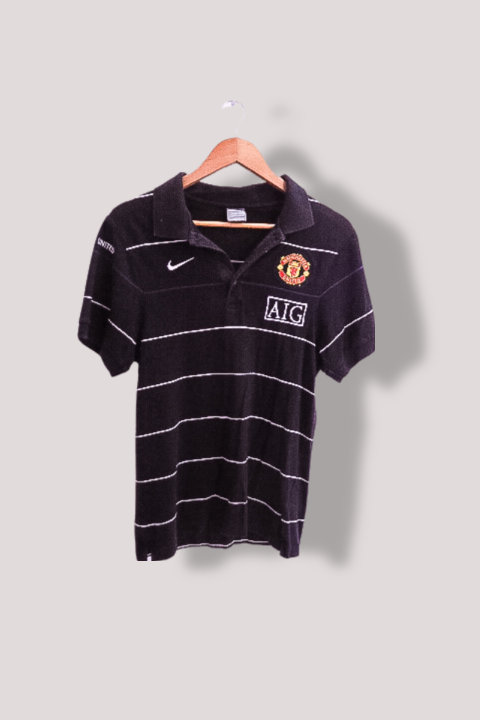 Vintage Black 2008-09 Manchester United Nike Small Polo Shirt