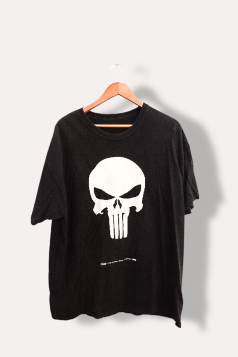 Vintage Marvel The Punisher Distressed Skull Logo Black XXL T-Shirt