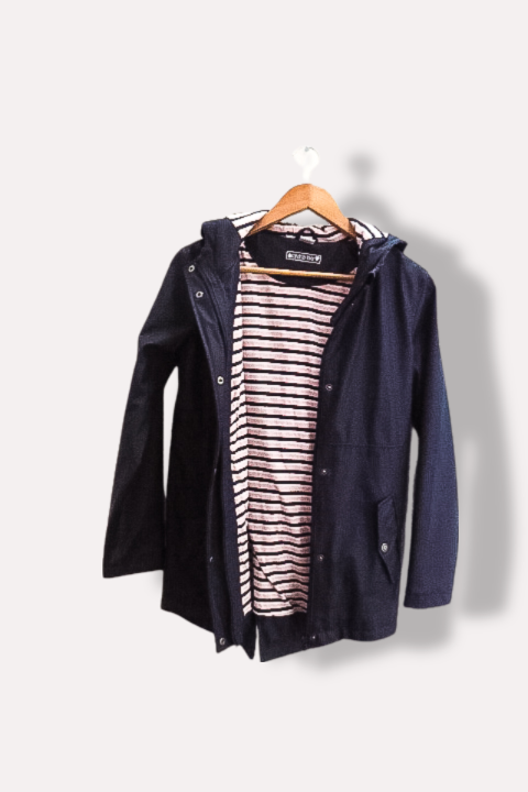 Vintage blue waterproof medium hoodie jacket