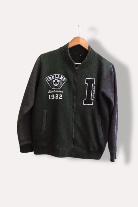 Vintage Ireland varsity XS jacket green and grey full zip