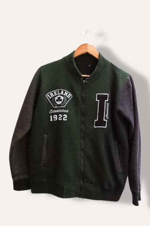 Vintage Ireland varsity XS jacket green and grey full zip