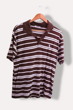 Vintage U.S POLO ASSN. Brown Multi Stripe medium polo shirt