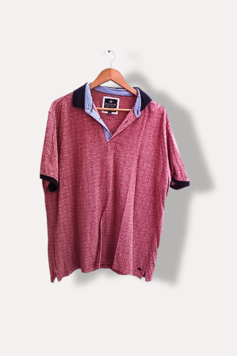 Vintage mens Baileys original wine pattern blue collar polo shirt XXL