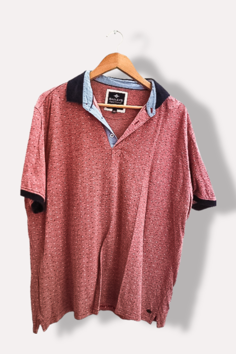 Vintage mens Baileys original wine pattern blue collar polo shirt XXL