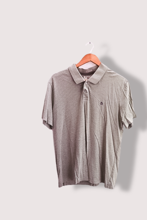 Vintage Original Penguin heritage slim fit khaki green stripe mens polo shirt XL