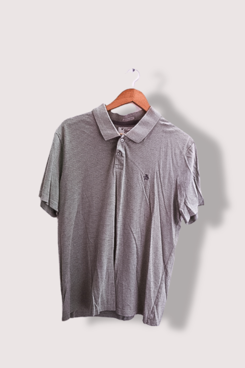 Vintage Original Penguin heritage slim fit khaki green stripe mens polo shirt XL