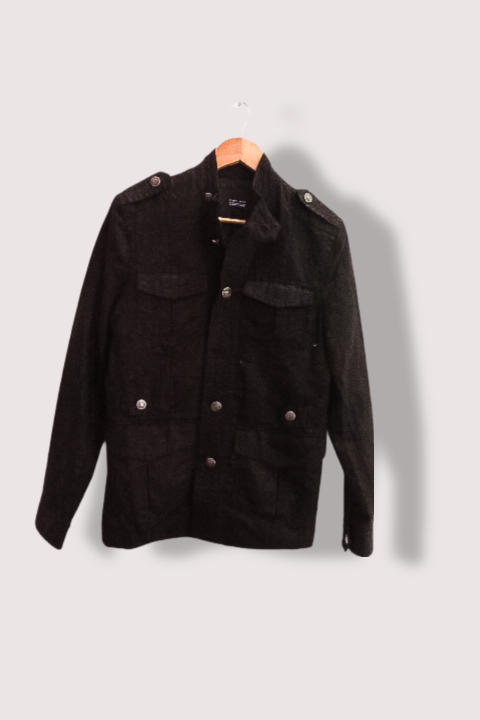 Vintage Zara man black multi pocket military small coat