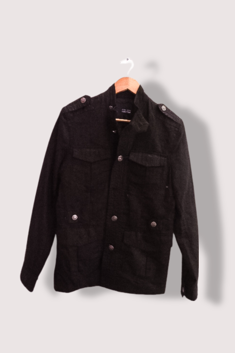 Vintage Zara man black multi pocket military small coat