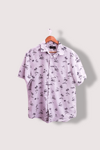 Vintage mark & spencer dessert island print hawaii short sleeve grey large shirt