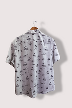Vintage mark & spencer dessert island print hawaii short sleeve grey large shirt