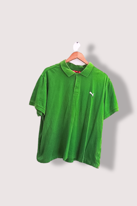 Vintage puma green regular fit mens short sleeve polo shirt XL