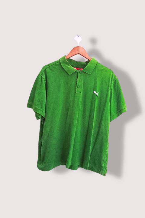 Vintage puma green regular fit mens short sleeve polo shirt XL