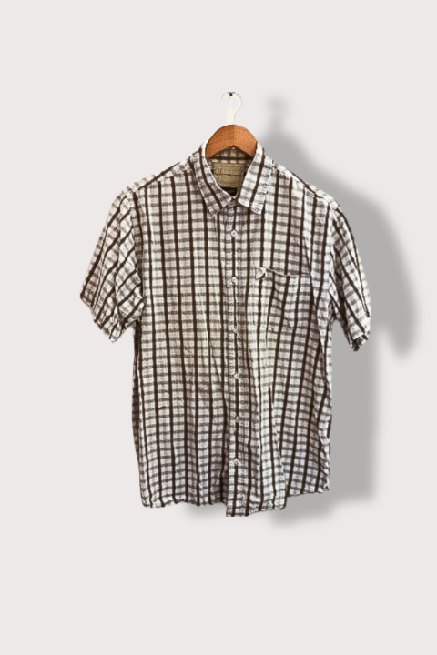 Vintage wrangler cream checkered mens large short sleeve shirt