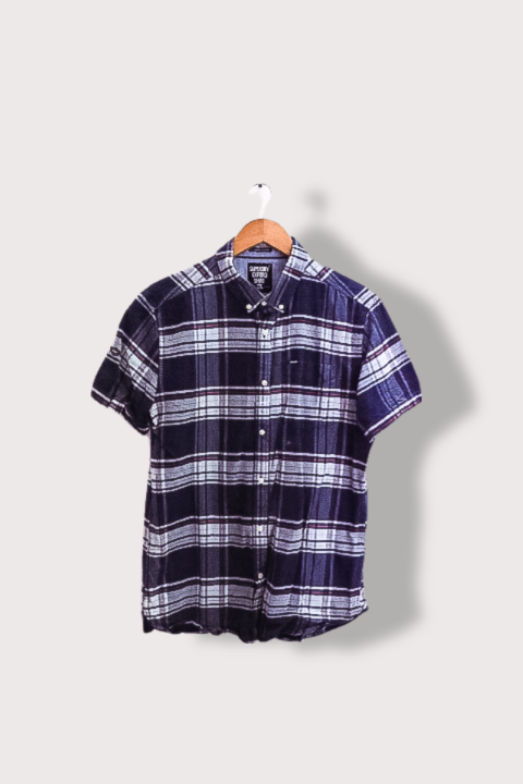 Vintage Superdry blue oxford ultimate checkered short sleeve shirt