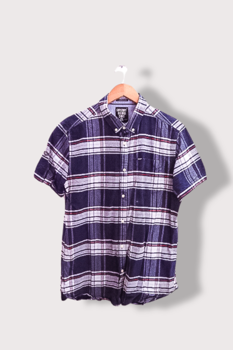 Vintage Superdry blue oxford ultimate checkered short sleeve shirt
