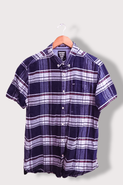 Vintage Superdry blue oxford ultimate checkered short sleeve shirt