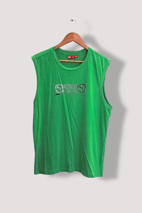 Vintage Puma mens training green tank top XL