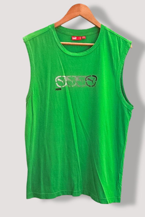 Vintage Puma mens training green tank top XL
