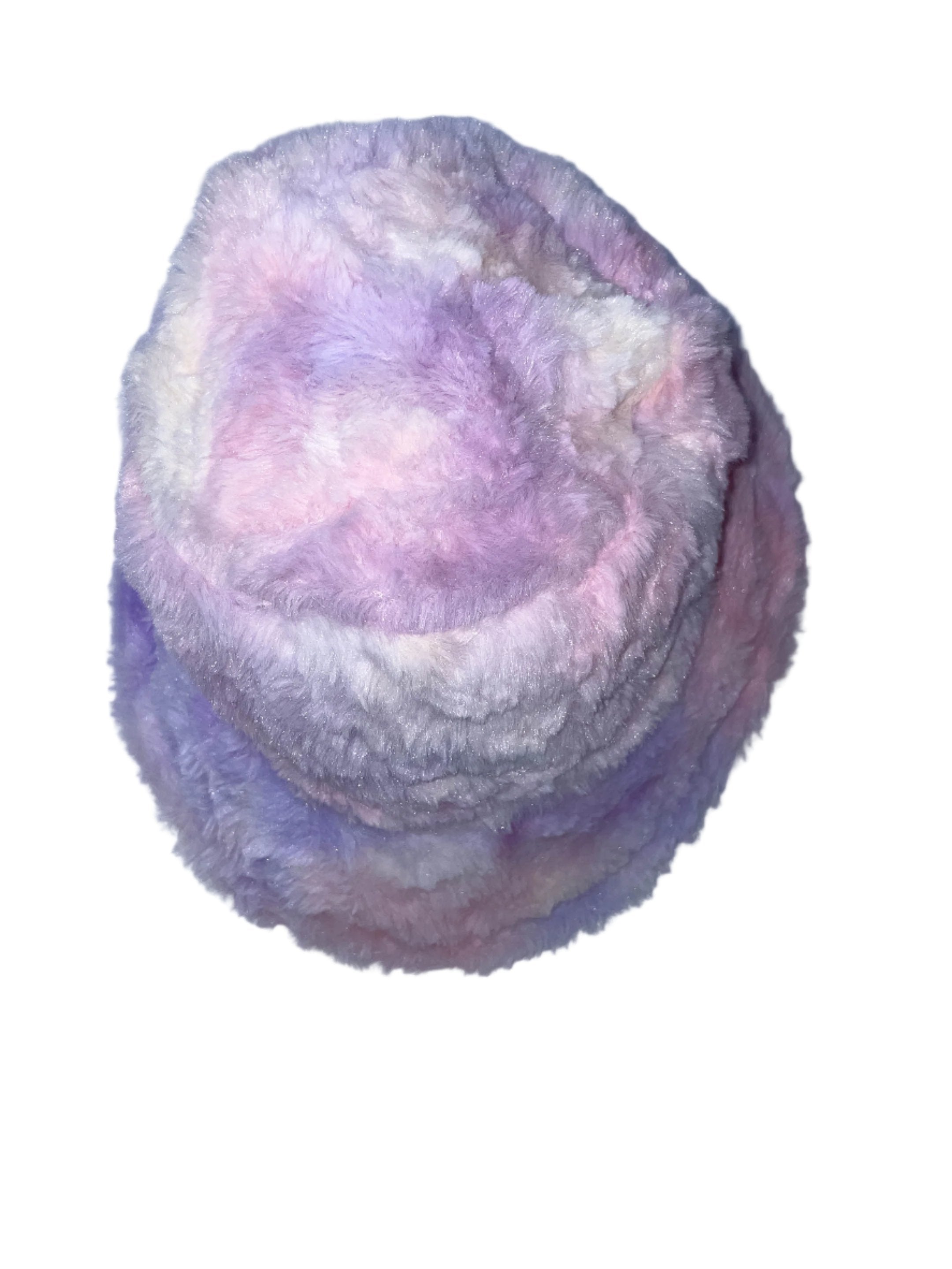 Vintage womens fluffy rainbow bucket hat