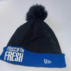 Vintage New Era sorry i'm fresh print blue black beanie hat