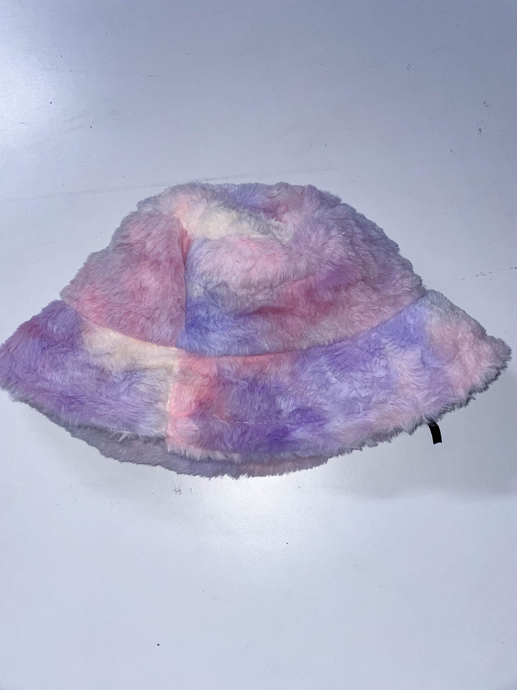 Vintage womens fluffy rainbow bucket hat