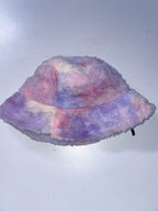Vintage womens fluffy rainbow bucket hat