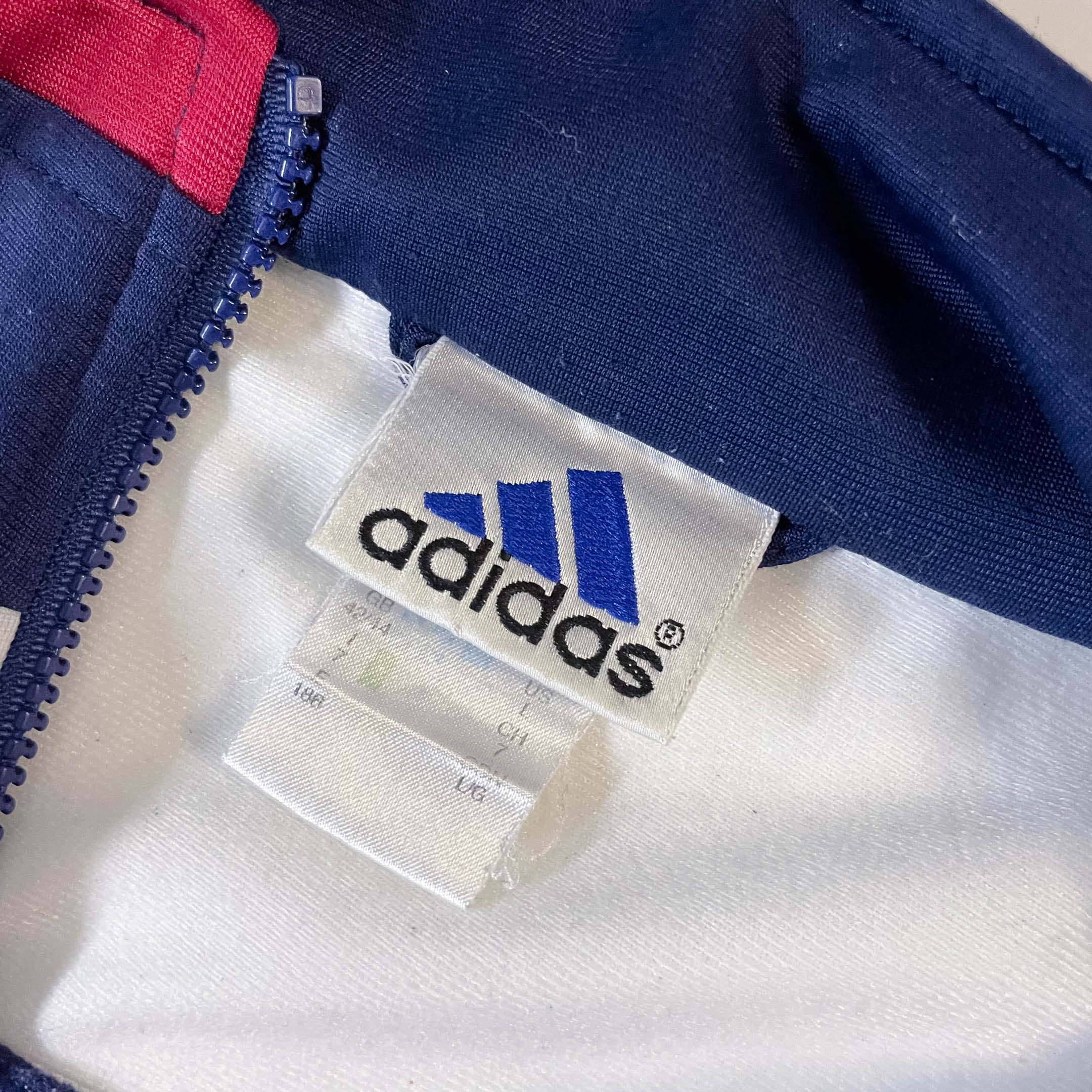 Vintage Adidas men's blue full zip track top in M