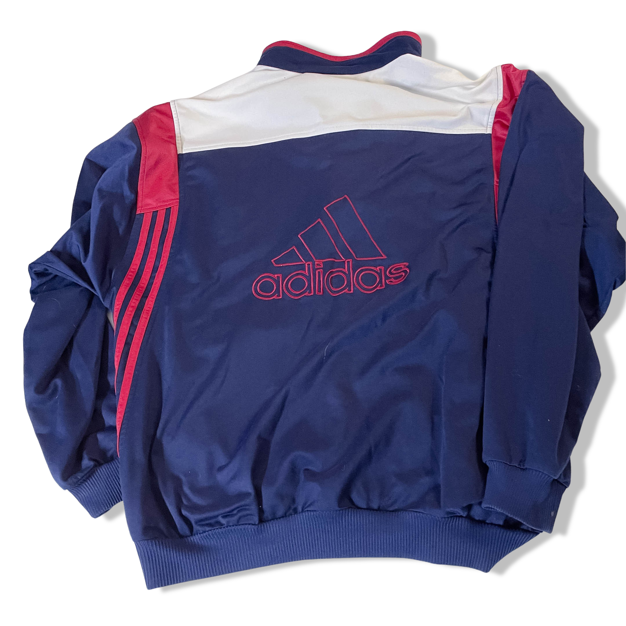 Vintage Adidas men's blue full zip track top in M
