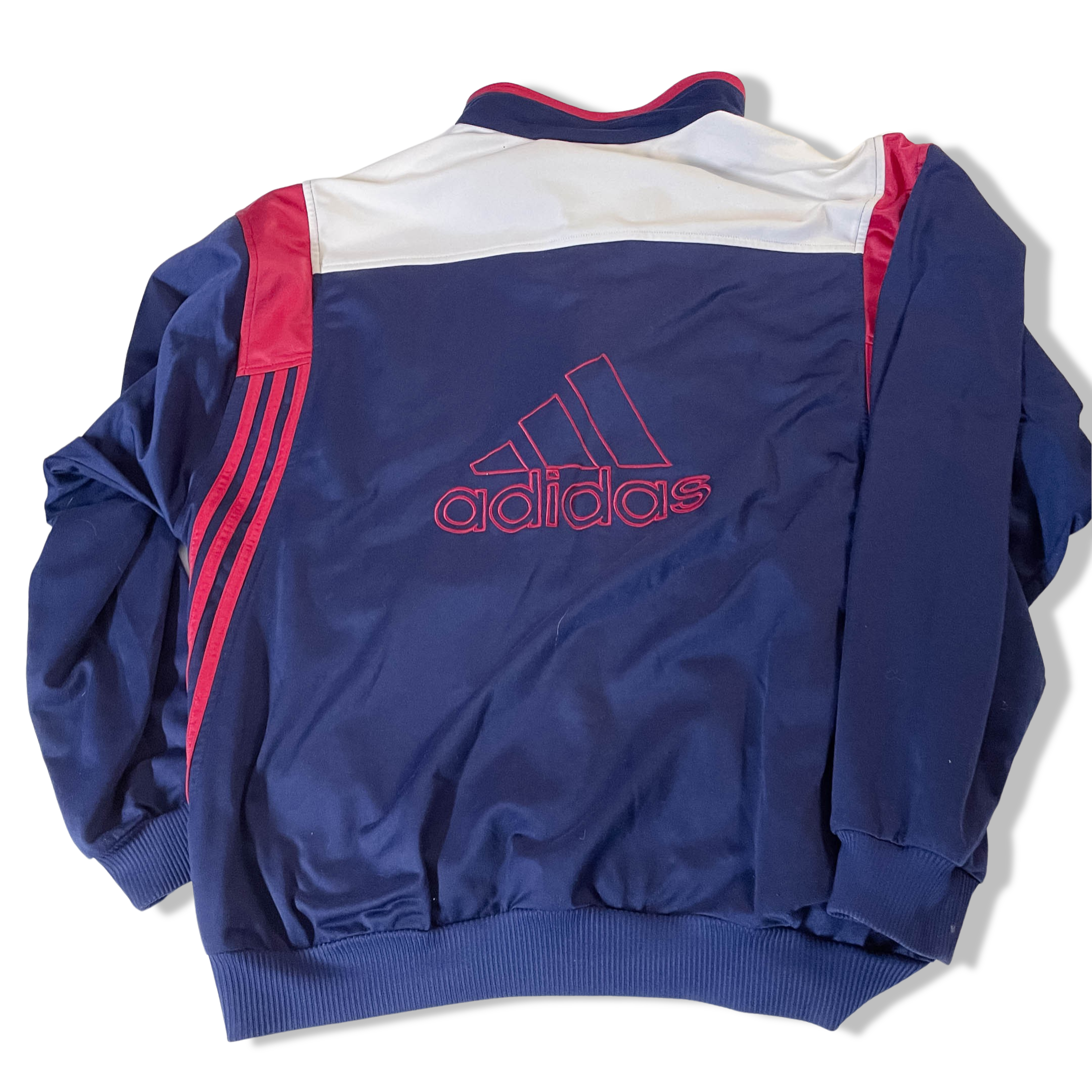 Vintage Adidas men's blue full zip track top in M