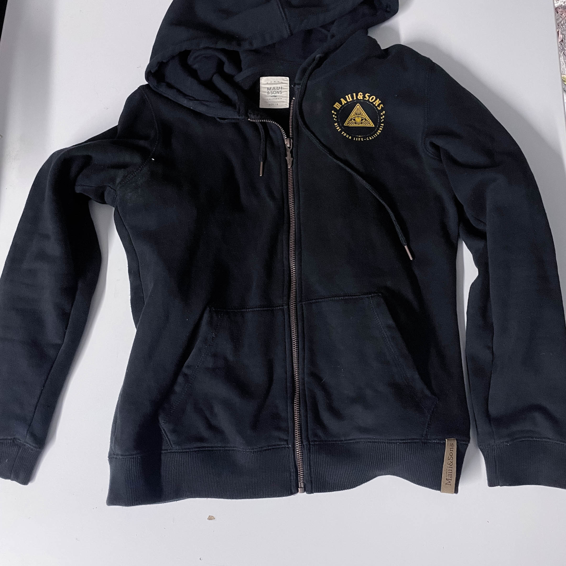Vintage Maui & sons womens black full zip small hoodie jacket