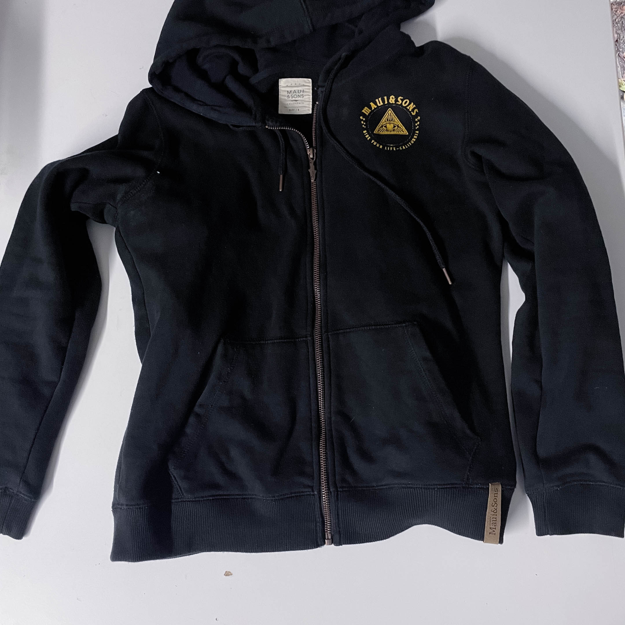 Vintage Maui & sons womens black full zip small hoodie jacket