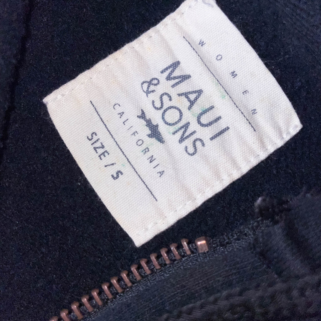 Vintage Maui & sons womens black full zip small hoodie jacket