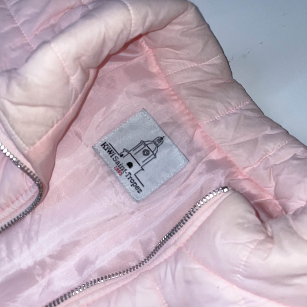 Vintage women's Kiwi Saint tropez pink puffer padded sleeveless jacket in M