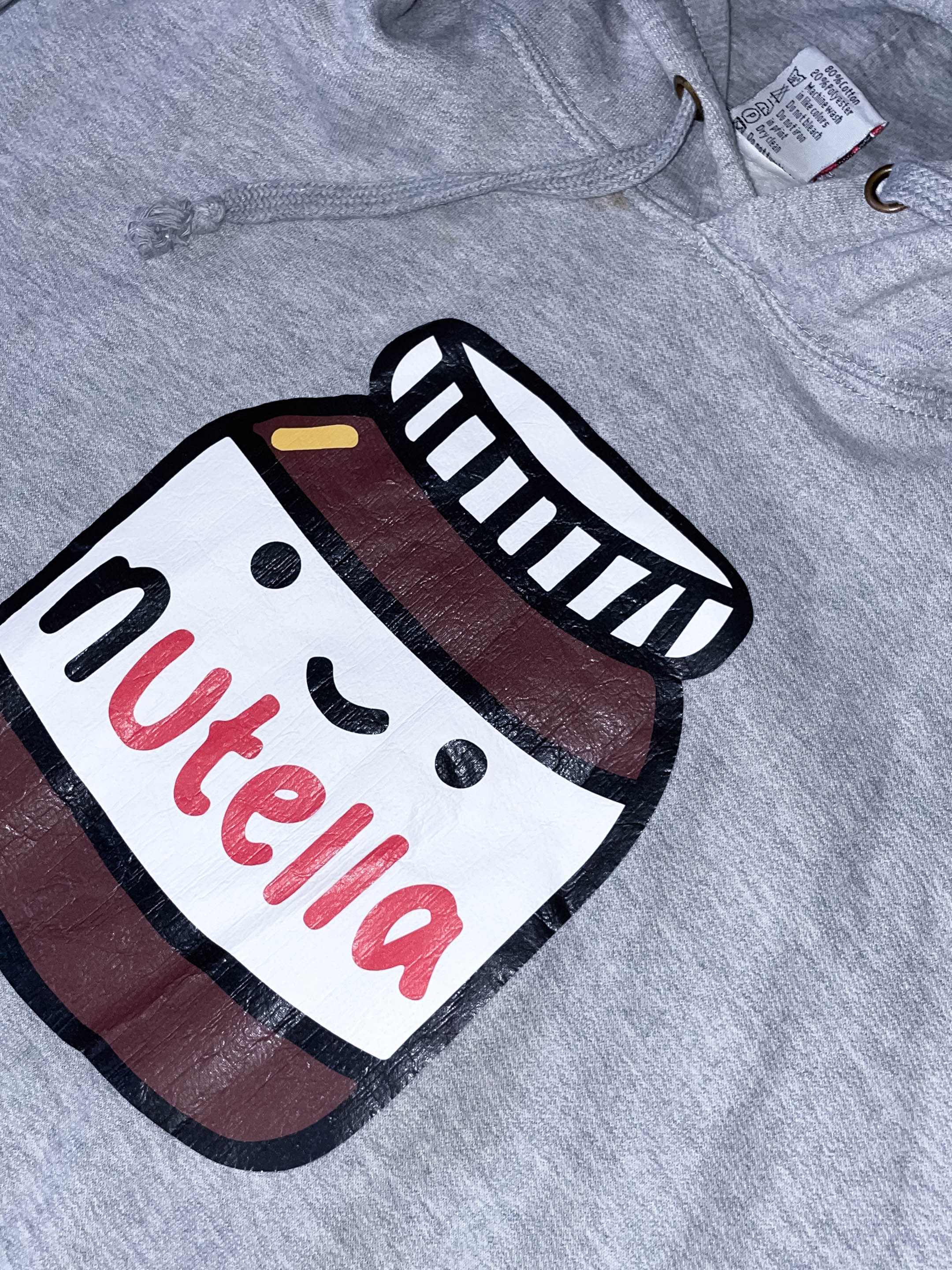 Vintage Stars & Stripes Nutella print mens small grey hoodie