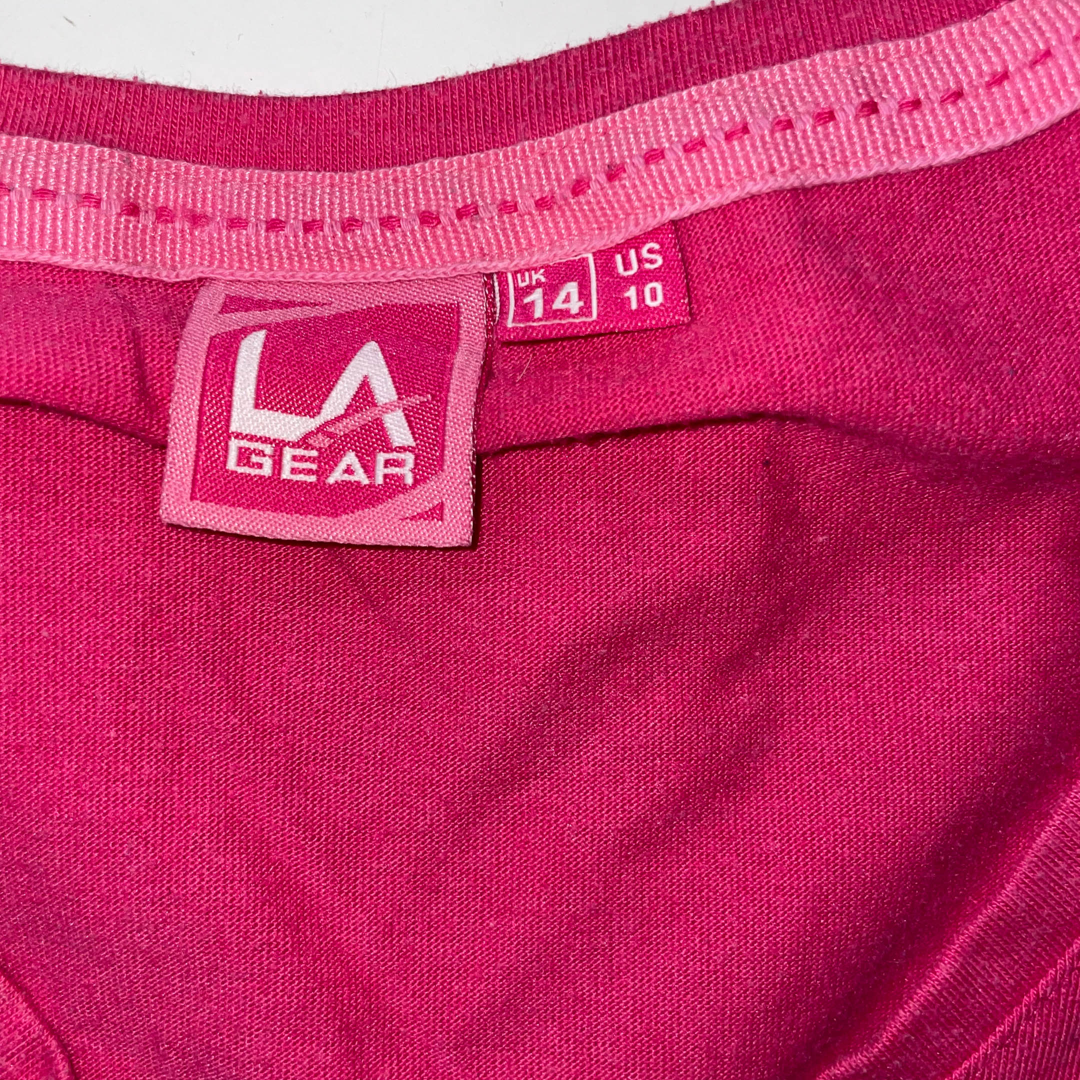 Vintage womens pink LA Gear V-neck short sleeve tees uk 14