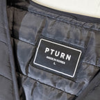 Vintage Pturn mens padded quilted black sleeveless jacket size L