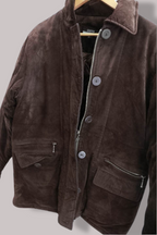 Mens Gianni Vitorio Brown Suede Zip up Military medium jacket