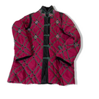 Vintage Rujian womens red padded pattern button up collared  jacket in XL |3651