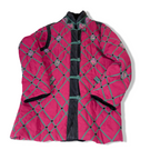 Vintage Rujian womens red padded pattern button up collared  jacket in XL |3651