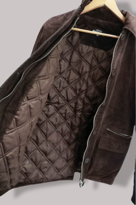 Mens Gianni Vitorio Brown Suede Zip up Military medium jacket