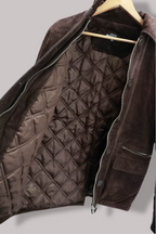 Mens Gianni Vitorio Brown Suede Zip up Military medium jacket