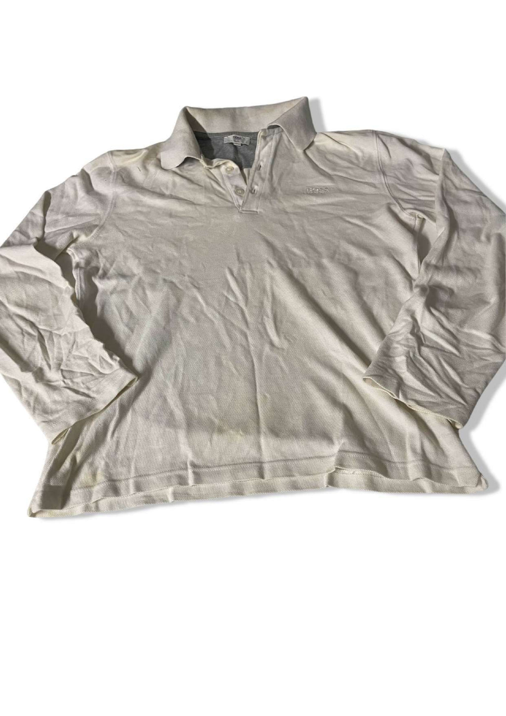 Vintage Hugo Boss white womens medium long sleeve polo shirt