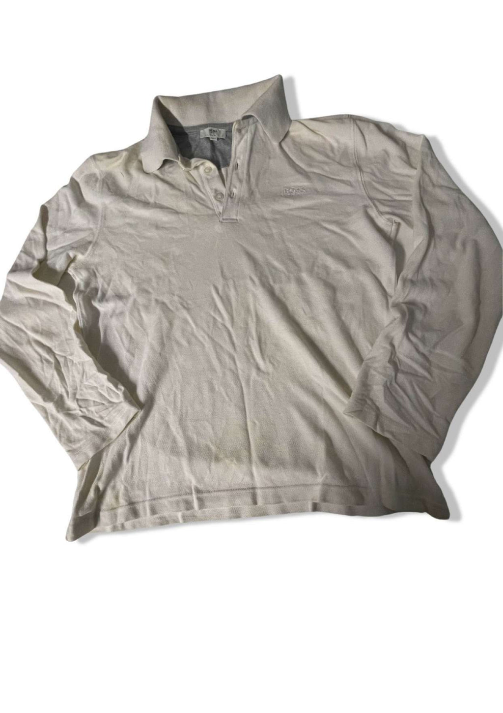 Vintage Hugo Boss white womens medium long sleeve polo shirt