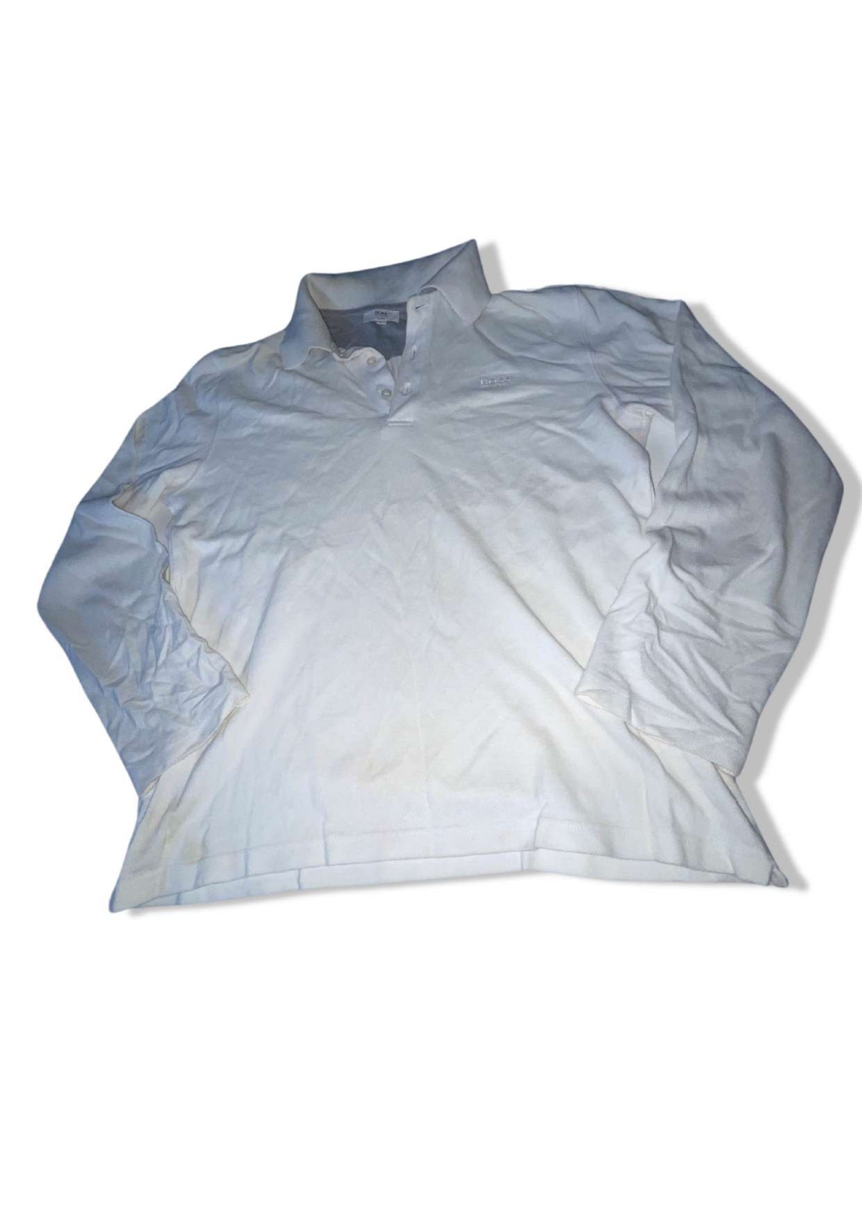 Vintage Hugo Boss white womens medium long sleeve polo shirt