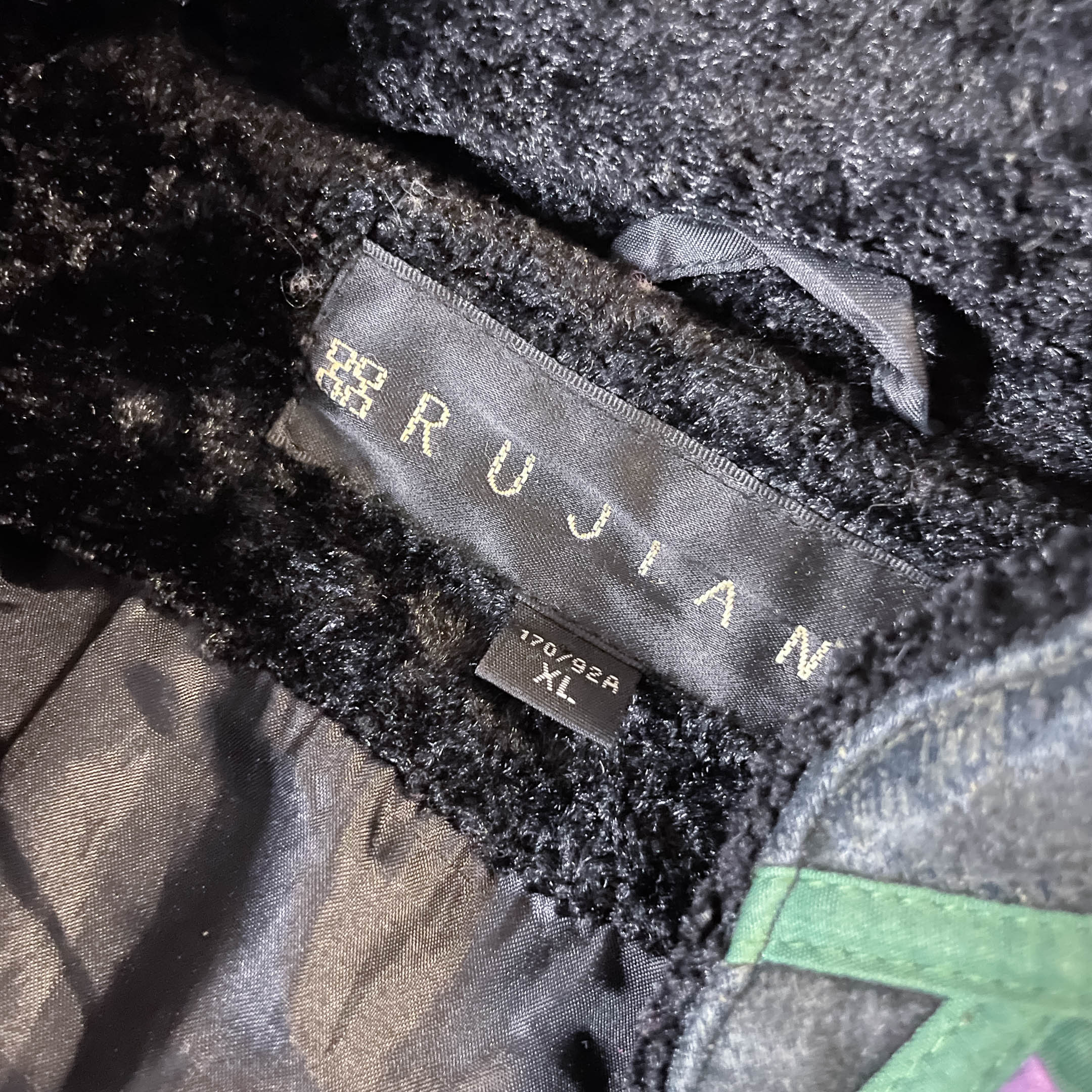 Vintage Rujian womens red padded pattern button up collared  jacket in XL |3651