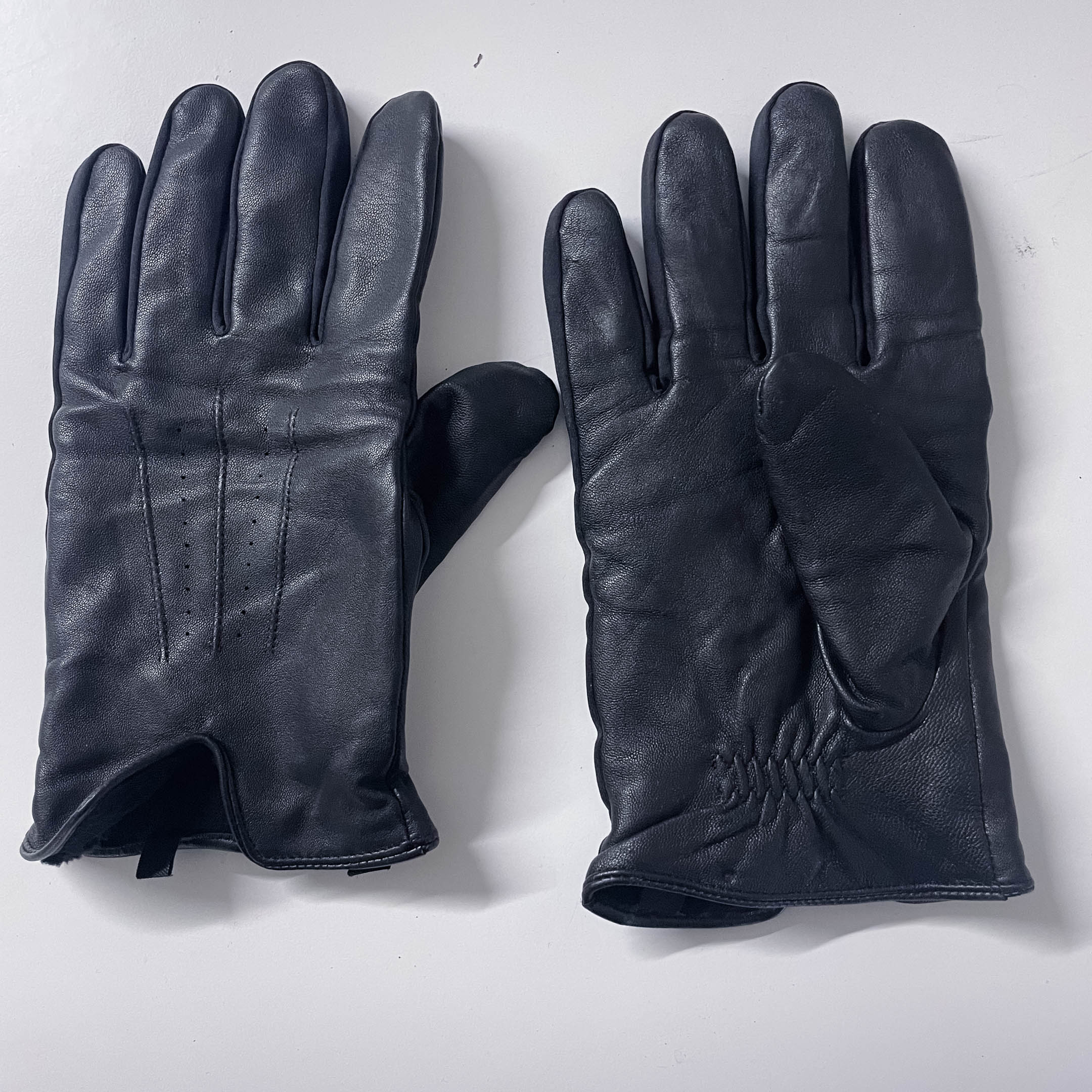 Vintage Classic Black Leather winter gloves