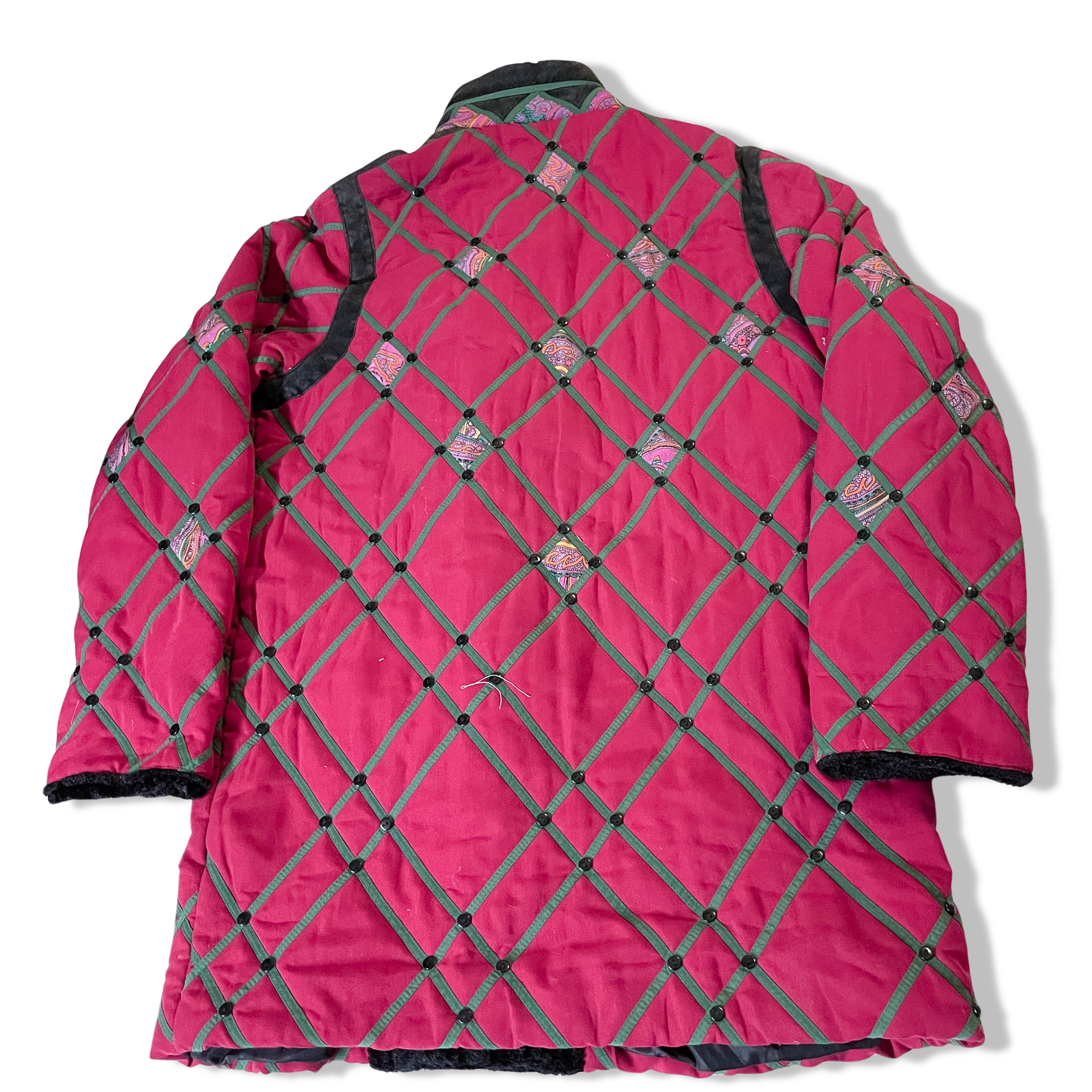 Vintage Rujian womens red padded pattern button up collared  jacket in XL |3651